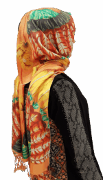 Misiny-%100 Saf İpek Digital Baskılı Şal-TavusKuşu