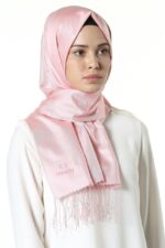 Misiny-%100 Saf İpek Şal-Açık Pembe - Görsel 3