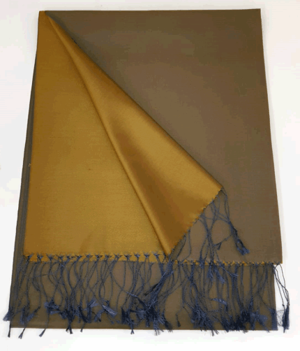 Misiny-%100 Saf İpek Şal - Gri-Lacivert / A.Kahve