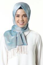 Misiny-%100 Saf İpek Şal-Su Mavisi/Turkuaz