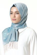 Misiny-%100 Saf İpek Şal-Su Mavisi/Turkuaz - Görsel 2