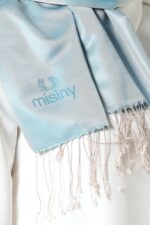 Misiny-%100 Saf İpek Şal-Su Mavisi/Turkuaz - Görsel 4