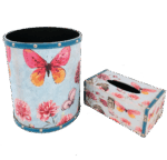 Misiny-Bahar Desenli Deri Çöp Kutusu Seti-004