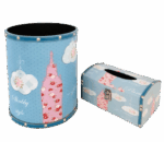 Misiny-Biberon Desenli Deri Çöp Kutusu Seti