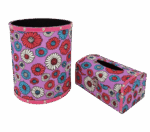 Misiny-Çiçek Desenli Deri Çöp Kutusu Seti-008