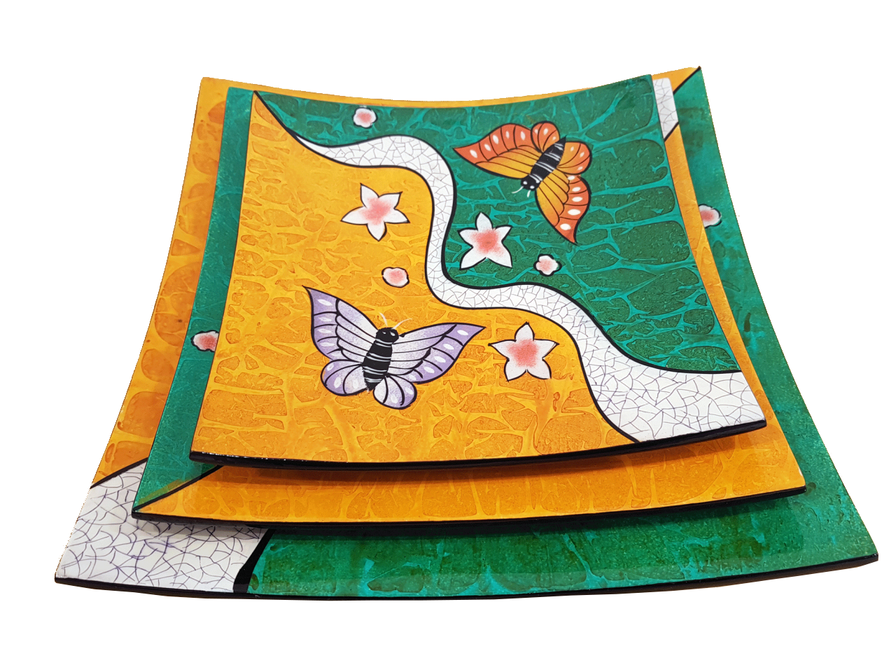 Misiny-El Boyama 2 Renkli kelebek Tabak Seti -3'lü Misiny-El Boyama 2 Renkli kelebek Tabak Seti -3'lü