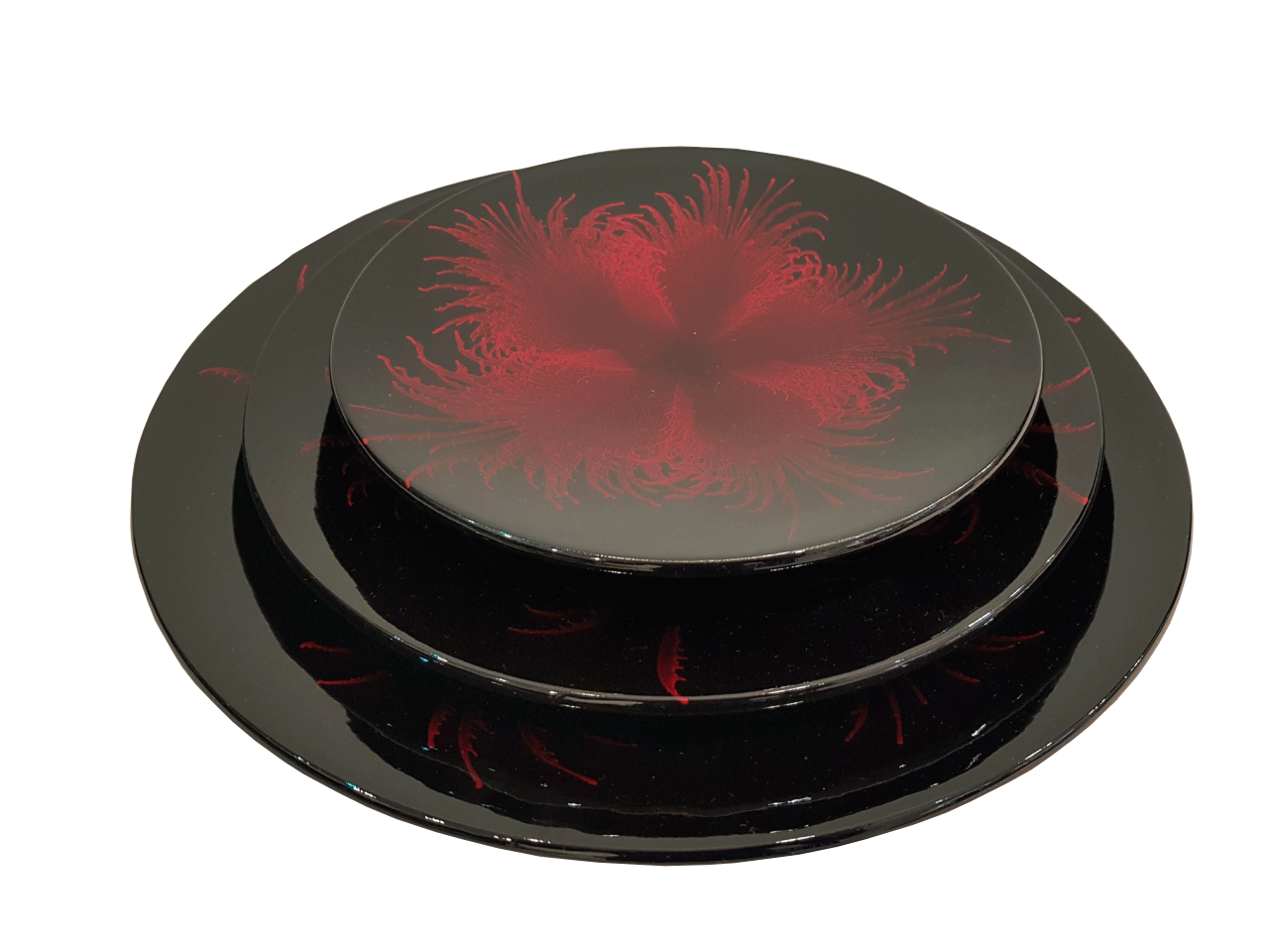 Misiny-El Boyama Kırmızı Yuvarlak Tabak Seti -3'lü Misiny-El Boyama Kırmızı Yuvarlak Tabak Seti -3'lü