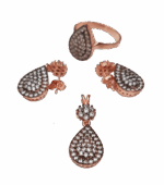 Misiny-Elmas Montur Set-5 (Rose)- Yüzük Küpe ve Kolye Ucu