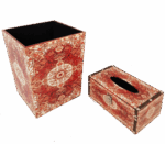 Misiny-Etnik Desenli Deri Çöp Kutusu Seti-026