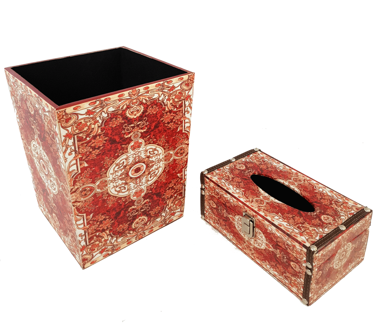 Misiny-Etnik Desenli Deri Çöp Kutusu Seti-026 Misiny-Etnik Desenli Deri Çöp Kutusu Seti-026