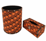 Misiny-Geometrik Desenli Deri Çöp Kutusu Seti-001