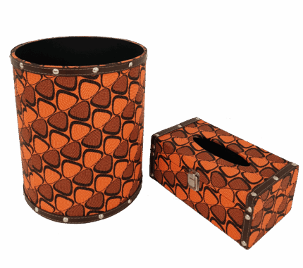 Misiny-Geometrik Desenli Deri Çöp Kutusu Seti-001