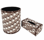 Misiny-Geometrik Desenli Deri Çöp Kutusu Seti-007
