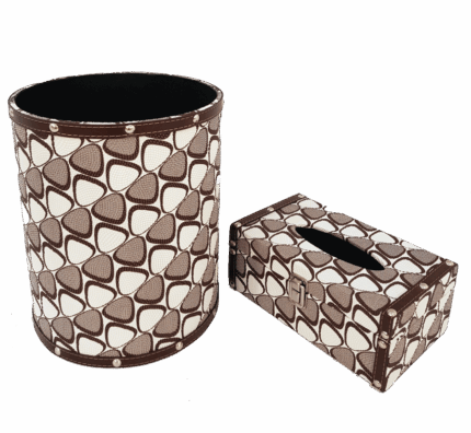 Misiny-Geometrik Desenli Deri Çöp Kutusu Seti-007