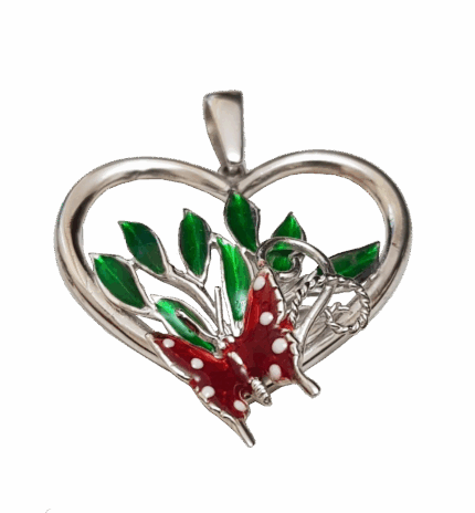 Misiny-Kalpli Kelebek Gümüş Kolye Ucu