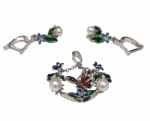 Misiny-Kelebekli İncili Çiçek Set - Küpe ve Kolye Ucu -1