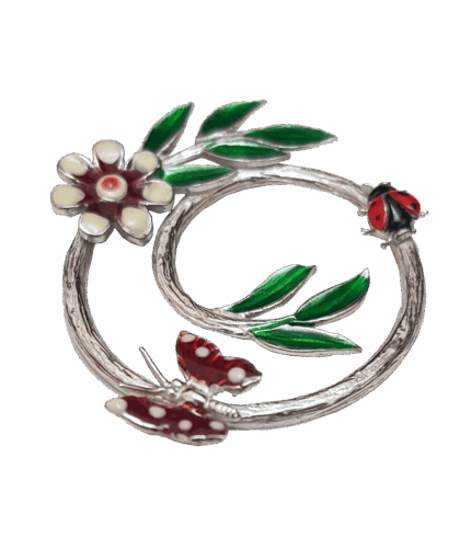 Misiny-Kelebekli Uğur Böcekli Gümüş Kolye Ucu