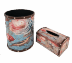 Misiny-Kuş Desenli Deri Çöp Kutusu Seti