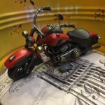 Misiny-Nostaljik Kırmızı Metal Motosiklet Maketi - Görsel 2