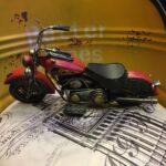 Misiny-Nostaljik Kırmızı Metal Motosiklet Maketi - Görsel 3