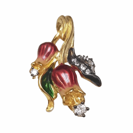 Misiny-Roberto Bravo Tarzı Lale Motifli Gümüş Kolye Ucu (Gold)