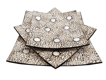 Misiny-Sedef Kakma Kare Tabak Seti-3'lü