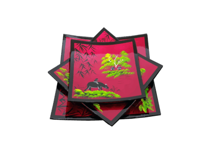 Misiny-Uzak Doğu El Boyama Kırmızı Tabak Seti -3'lü