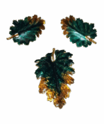 Misiny-Yaprak Set - Küpe ve Kolye Ucu (Gold)