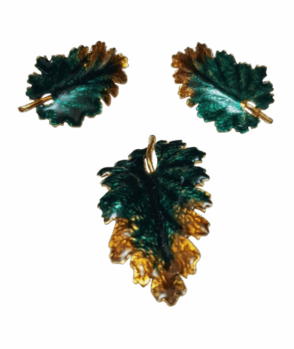 Misiny-Yaprak Set - Küpe ve Kolye Ucu (Gold)