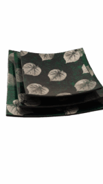 Misiny-Yeşil Yaprak Desen El Boyama Dekoratif Tabak Seti -3'lü